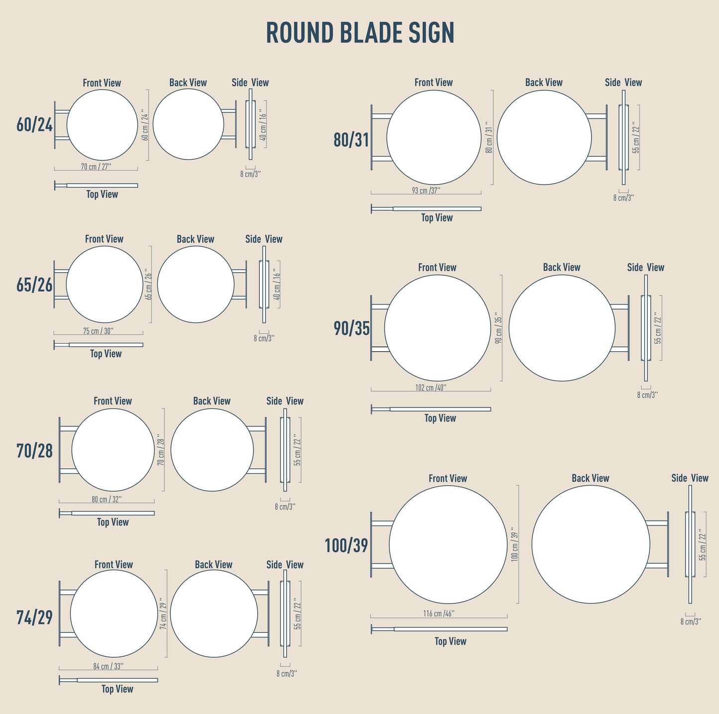 Çift Taraflı Dayanıklı Mağaza Tabelası Yuvarlak | Marka Logo Baskılı