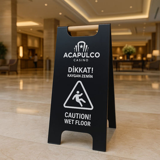 Kaygan Zemin Tabelası Ayaklı | Metal Katlanır Çift Taraflı Taşınabilir