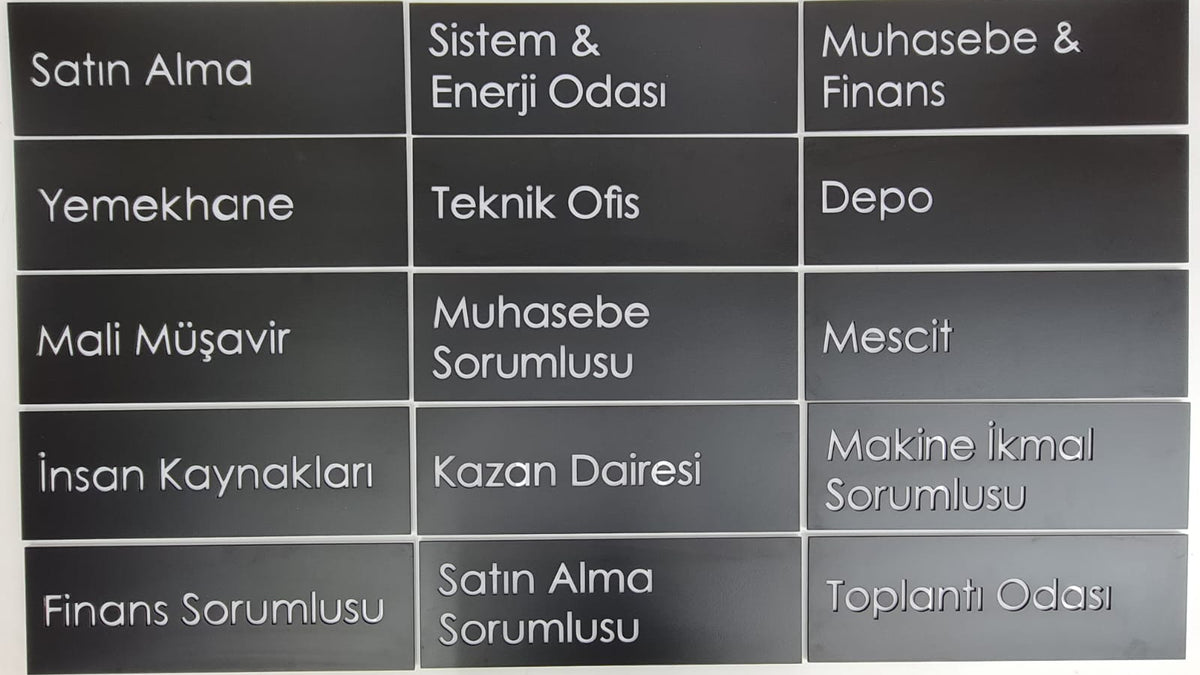 İş merkezleri için mahal isimliği ve kapı tabelaları.