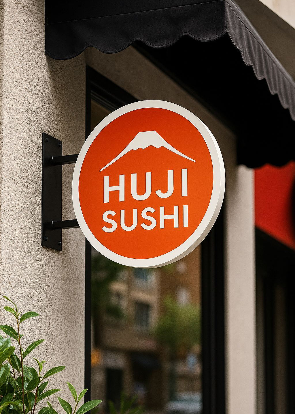 Hem iç hem dış mekanlar için uygun minimalist tabela modeli.