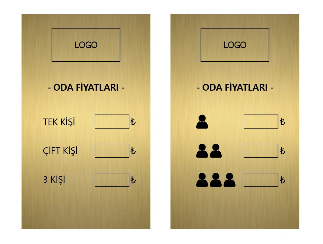 Özel Sipariş Oda Fiyatları Panosu