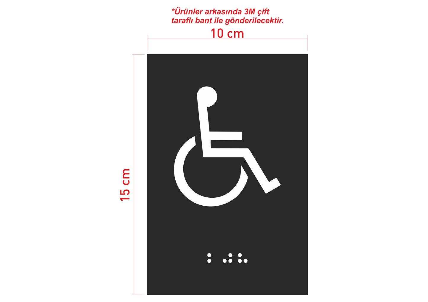 Braille alfabeli engelli WC tabelası ve erişilebilir tuvalet kapı işareti