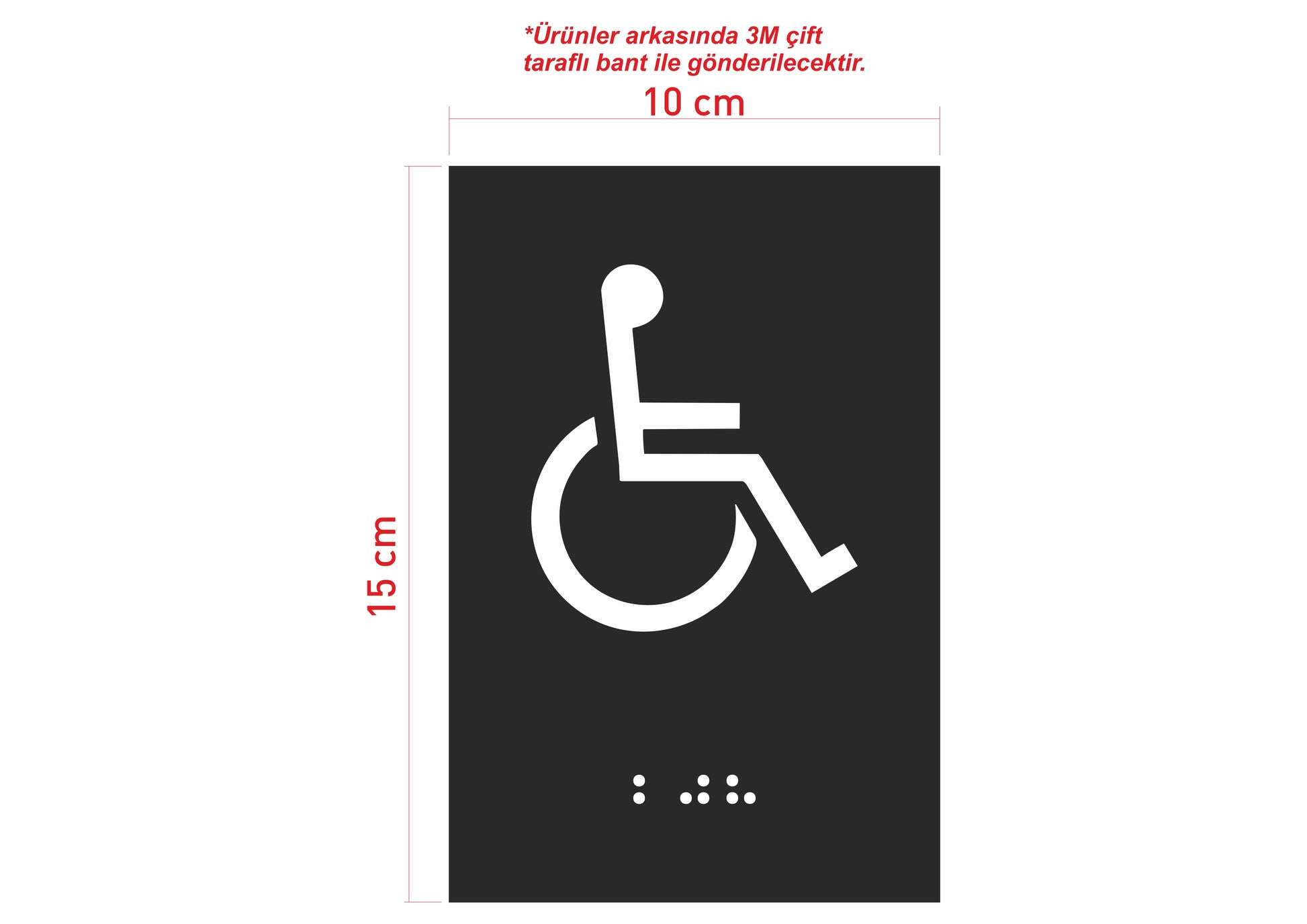 Braille alfabeli engelli WC tabelası ve erişilebilir tuvalet kapı işareti