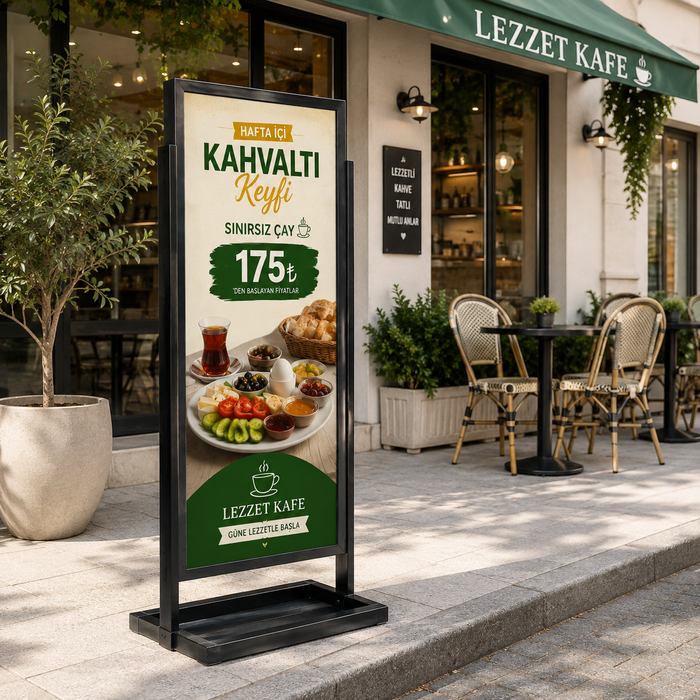 Değiştirilebilir afişler için çift taraflı ayaklı kampanya ve reklam panosu