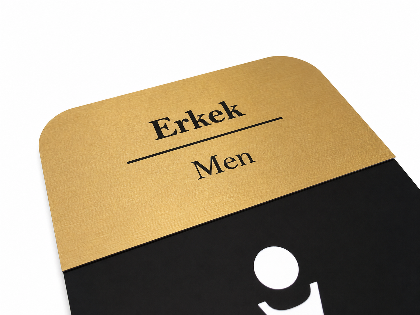 Modern tasarımlı gold renk dekoratif WC kapı levhası.