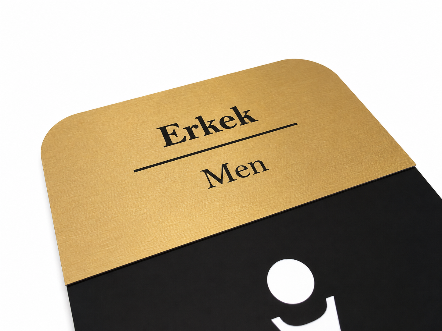 Modern tasarımlı gold renk dekoratif WC kapı levhası.