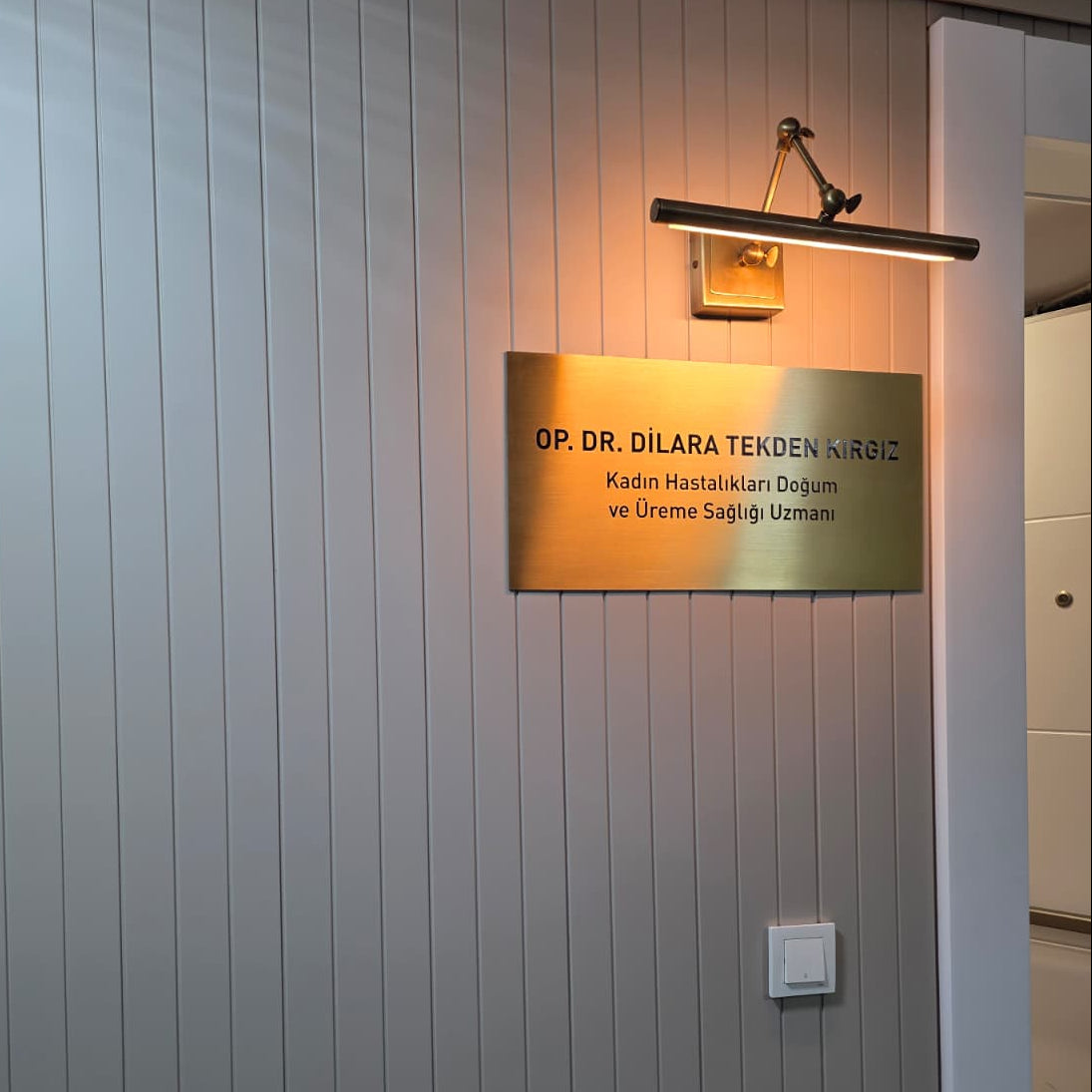 Doktor ve özel muayenehaneler için kişiye özel metal kapı isimliği ve klinik tabelası