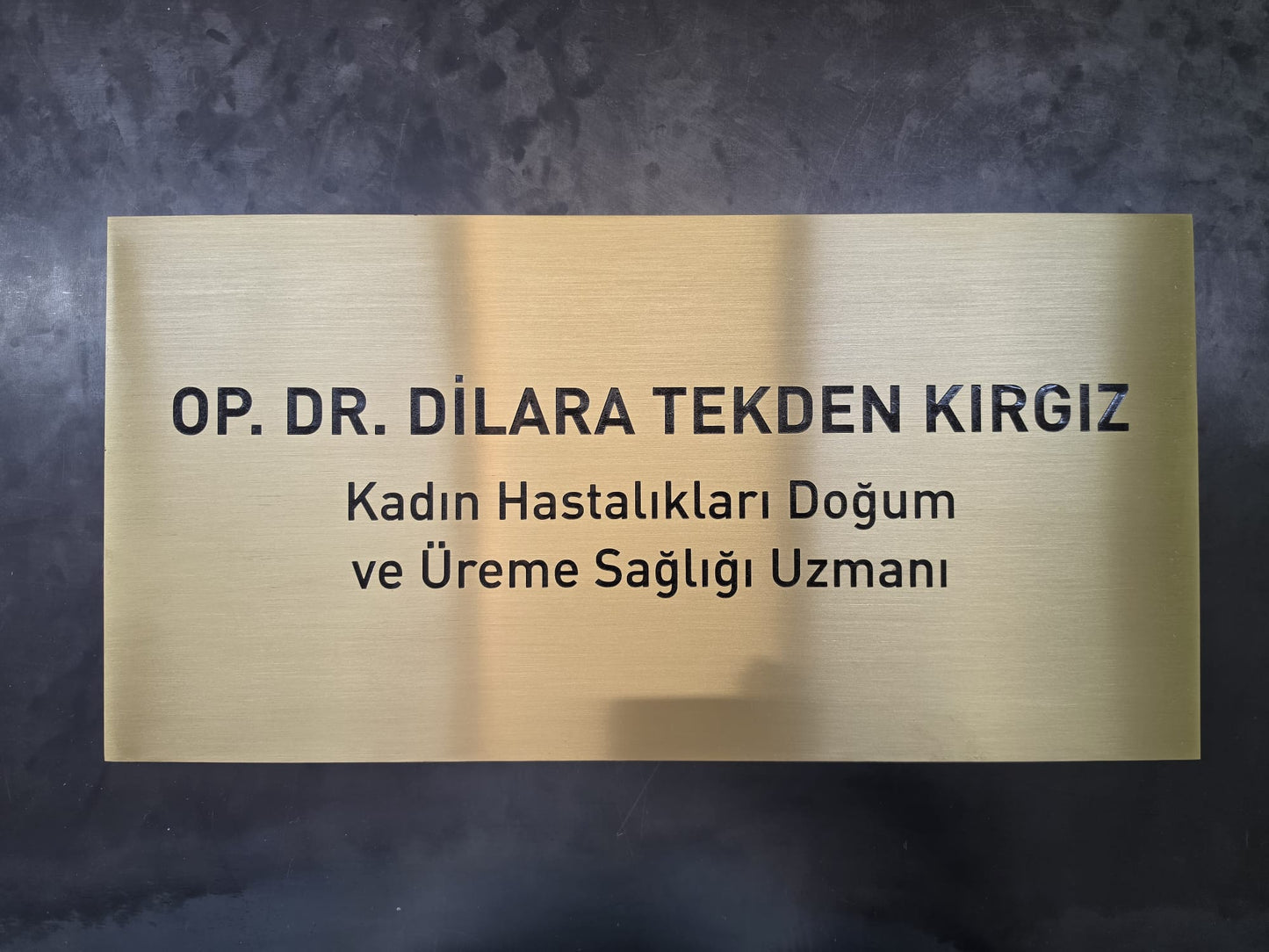 Doktor muayenehanesi için kişiye özel metal kapı isimliği ve uzmanlık tabelası