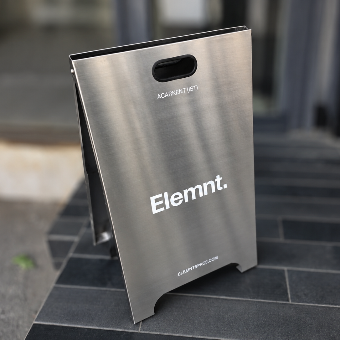 Elemnt için özel üretilen çift taraflı reklam tabelası