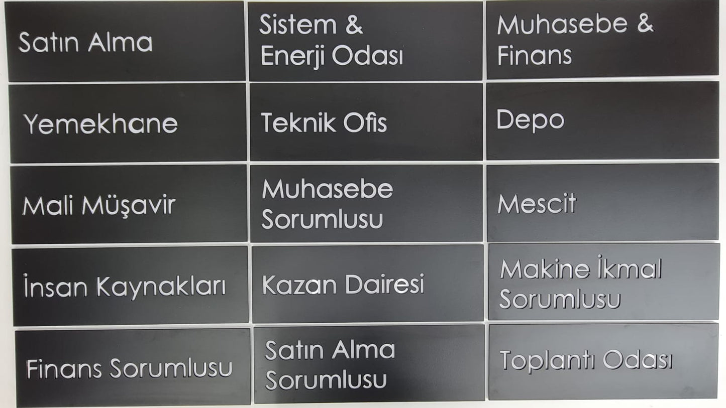 İş merkezleri için mahal isimliği ve kapı tabelaları.