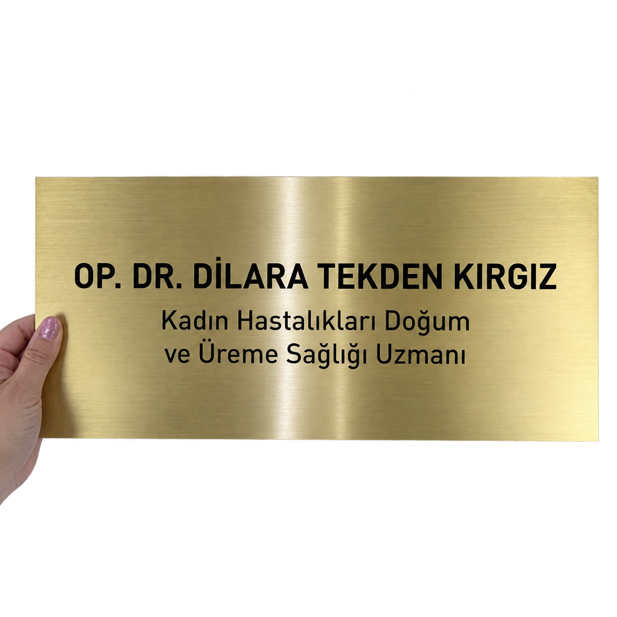 Kadın doğum doktoru muayenehanesi için özel üretim metal isimlik ve kapı tabelası