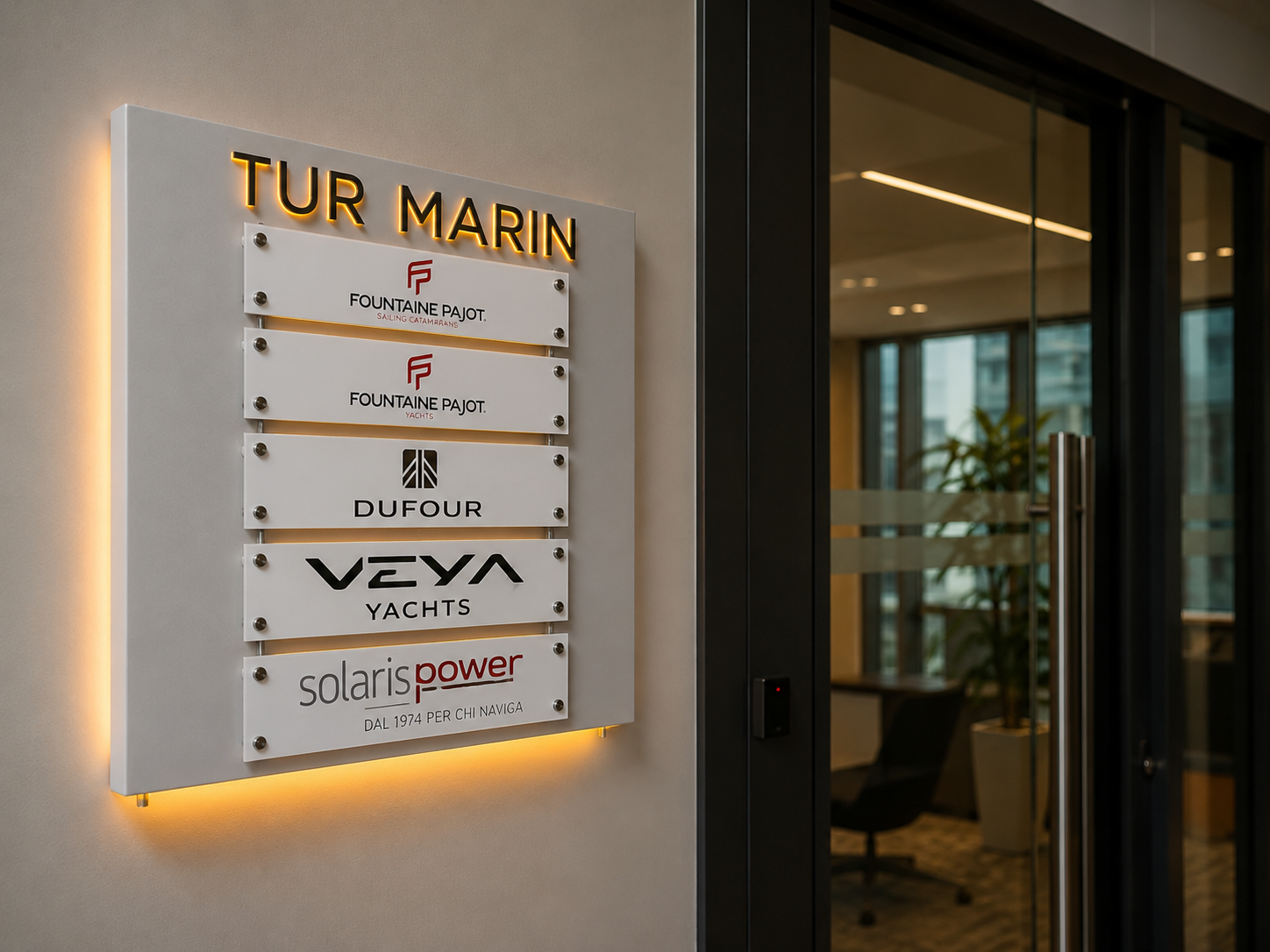 LED aydınlatmalı firma rehber panosu ve ofis giriş tabelası