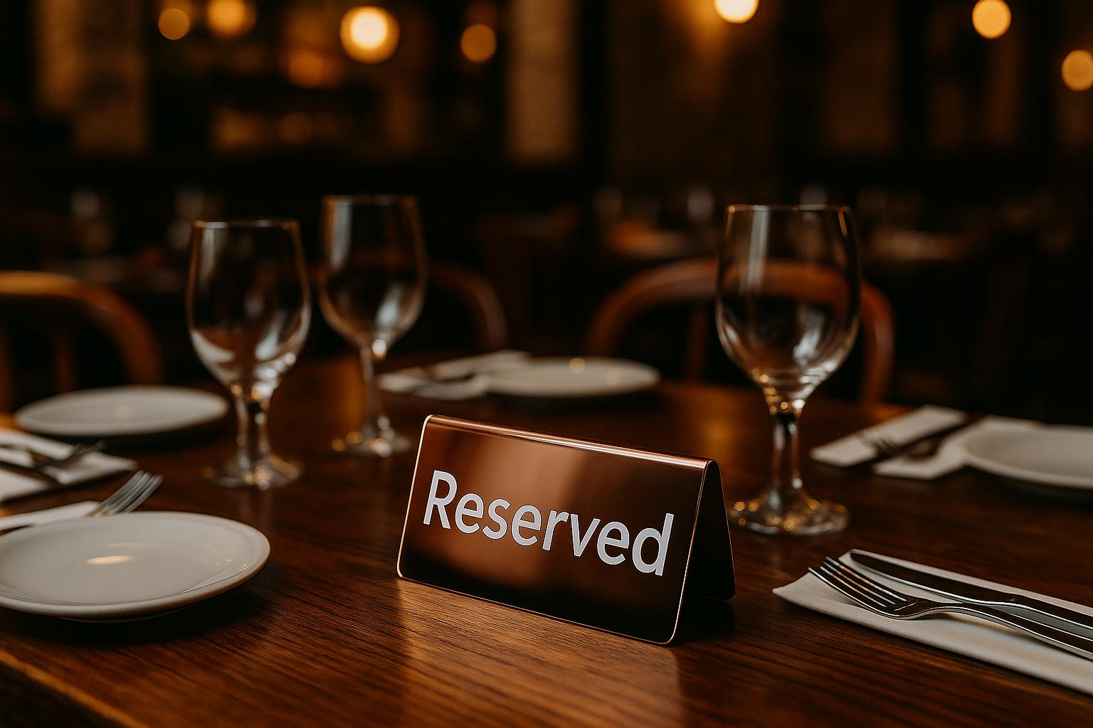 Paslanmaz metal masa üstü reserved tabelası, restoran, lounge ve bistro işletmelerinde rezervasyonlu masaları belirtmek için kullanılan dekoratif ürün.