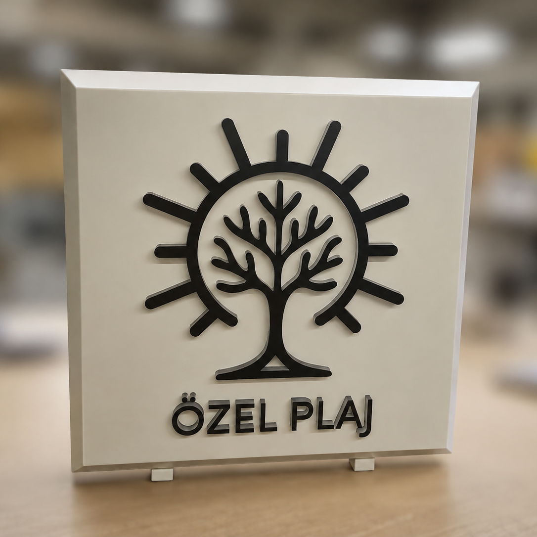 Nartugan Evleri özel plaj alanı için hazırlanan metal tabela