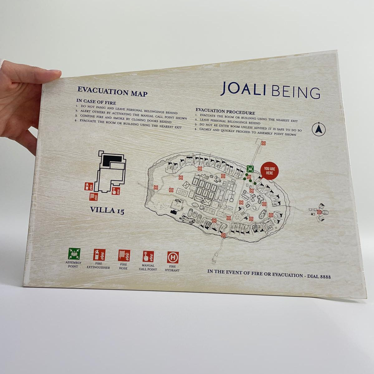 Otel odası için acil durum ve yangın kaçış haritası