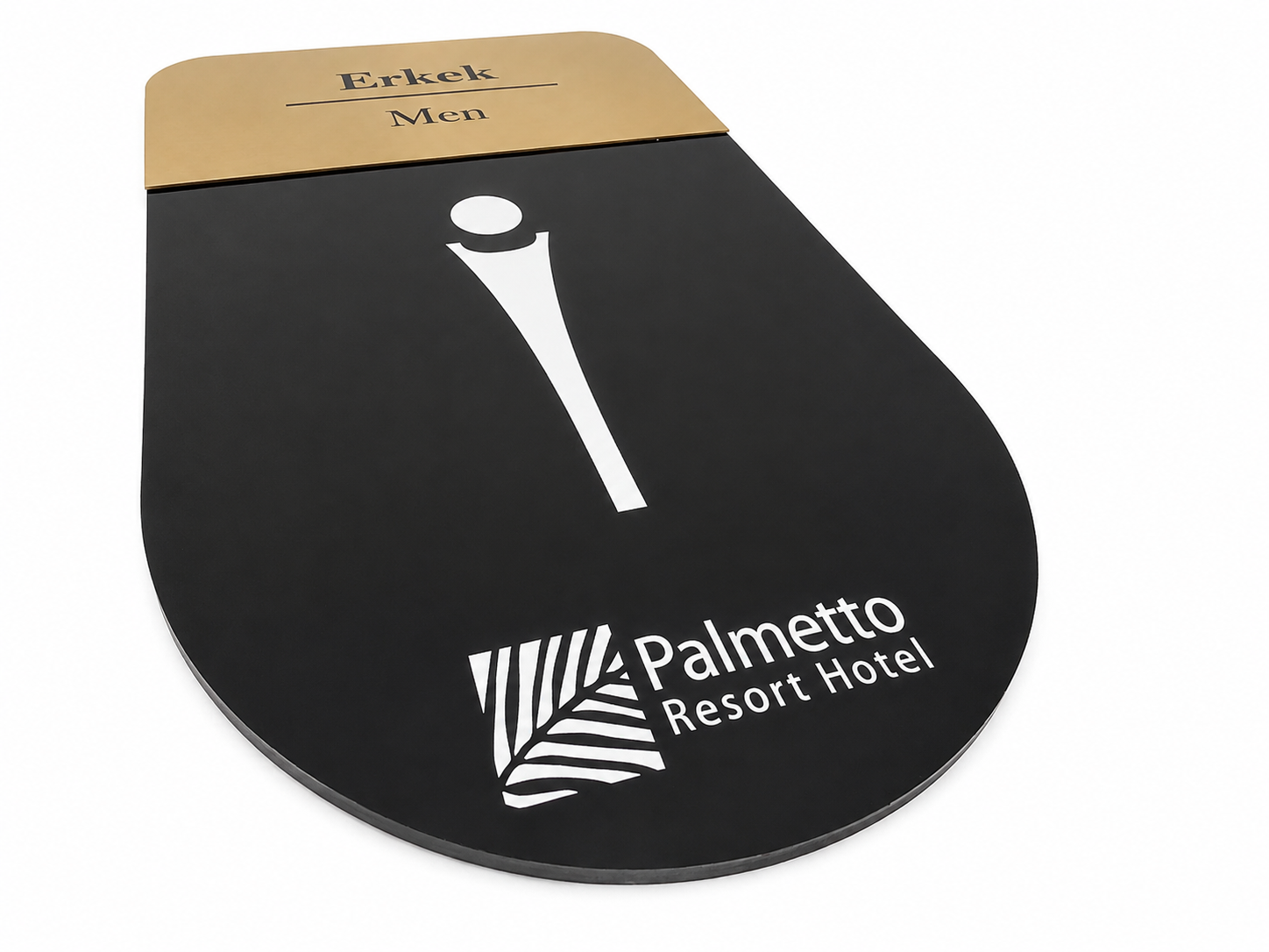 Logo ve istenilen içerikle üretilebilen özelleştirilebilir otel kapı tabelası.