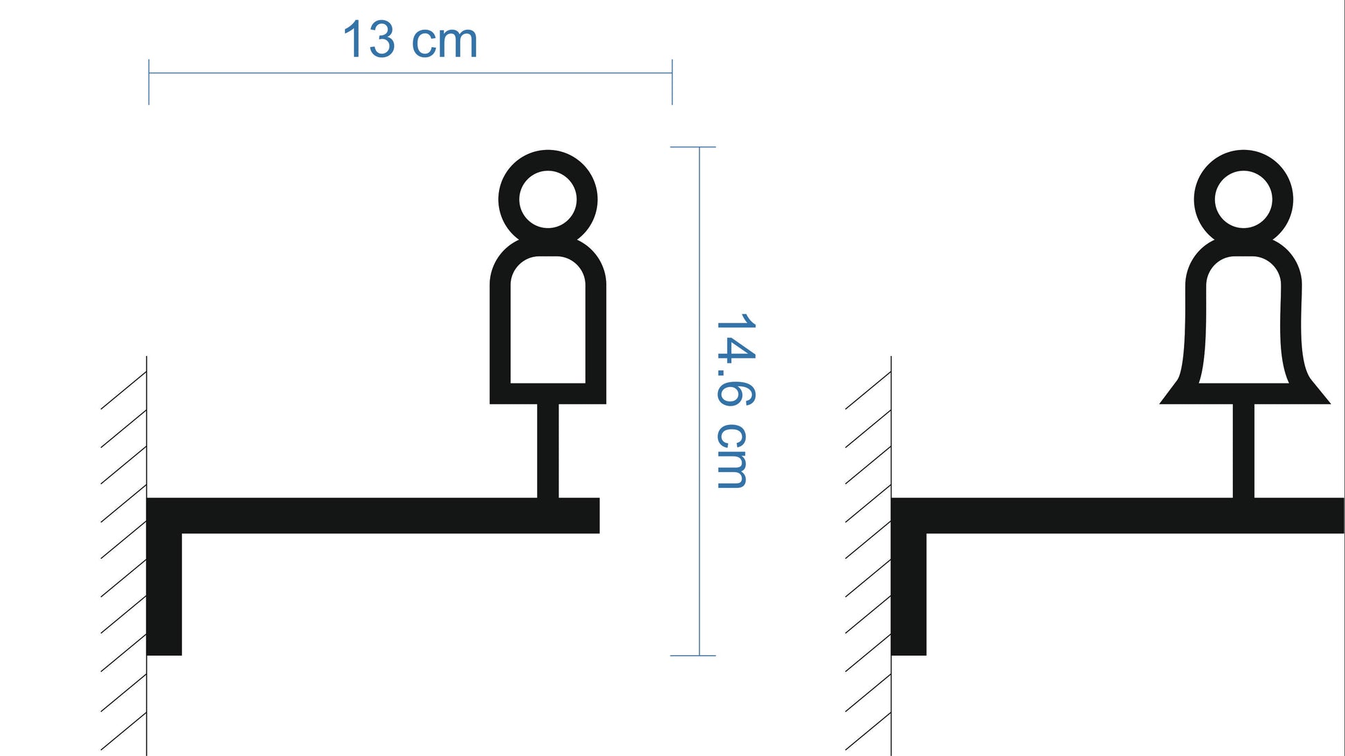 Siyah renk minimal metal WC yönlendirme tabelası