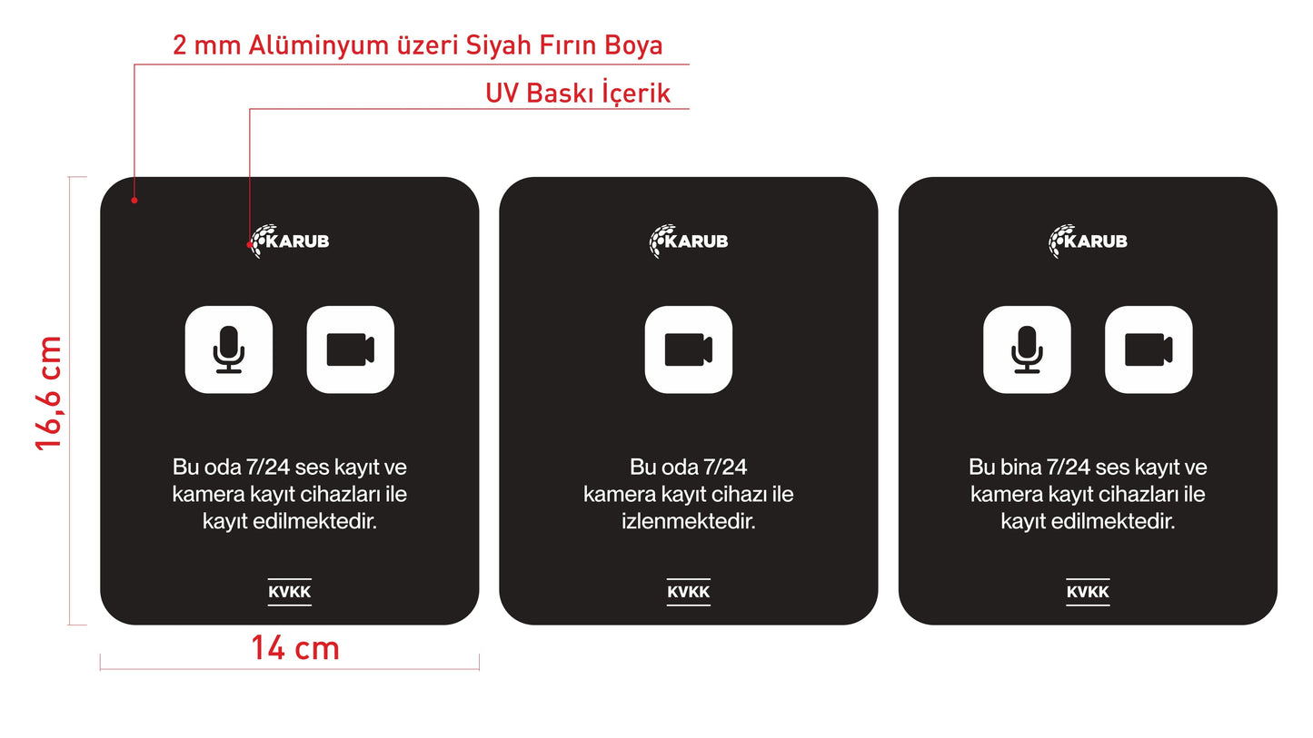 Alüminyum yüzey üzerine UV baskılı kişiselleştirilebilir güvenlik uyarı tabelası
